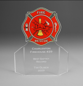 7" tall x 6" wide x 3/16" thick acylic
- Fire Fighter -