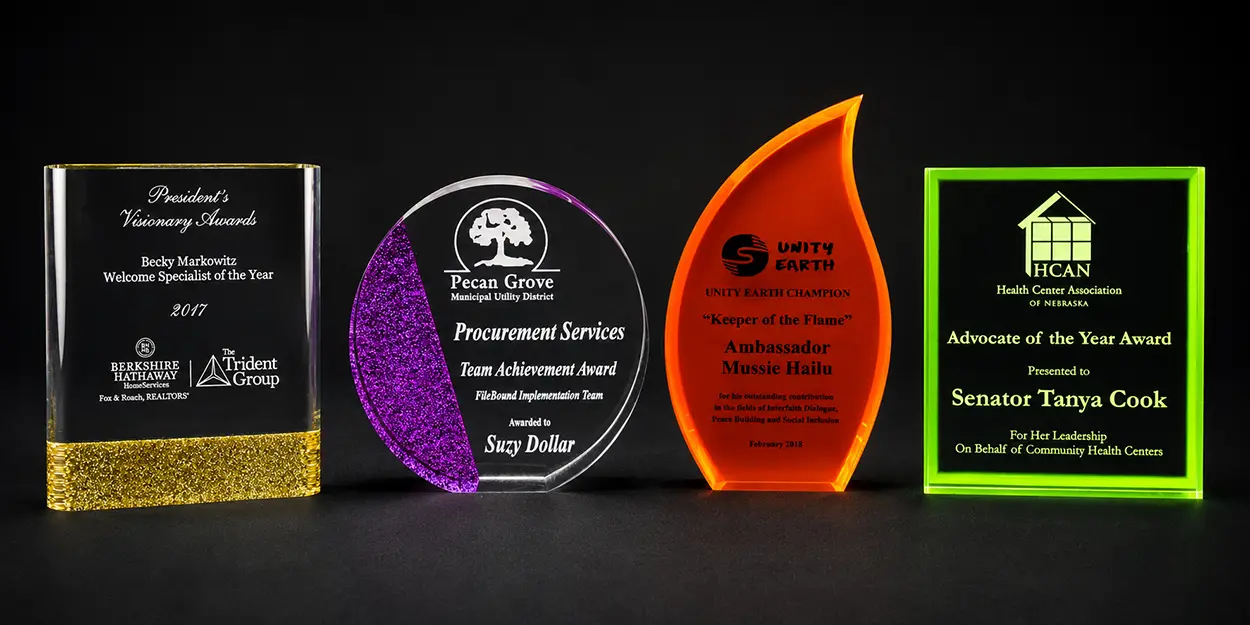 acrylic trophies glitter and glow